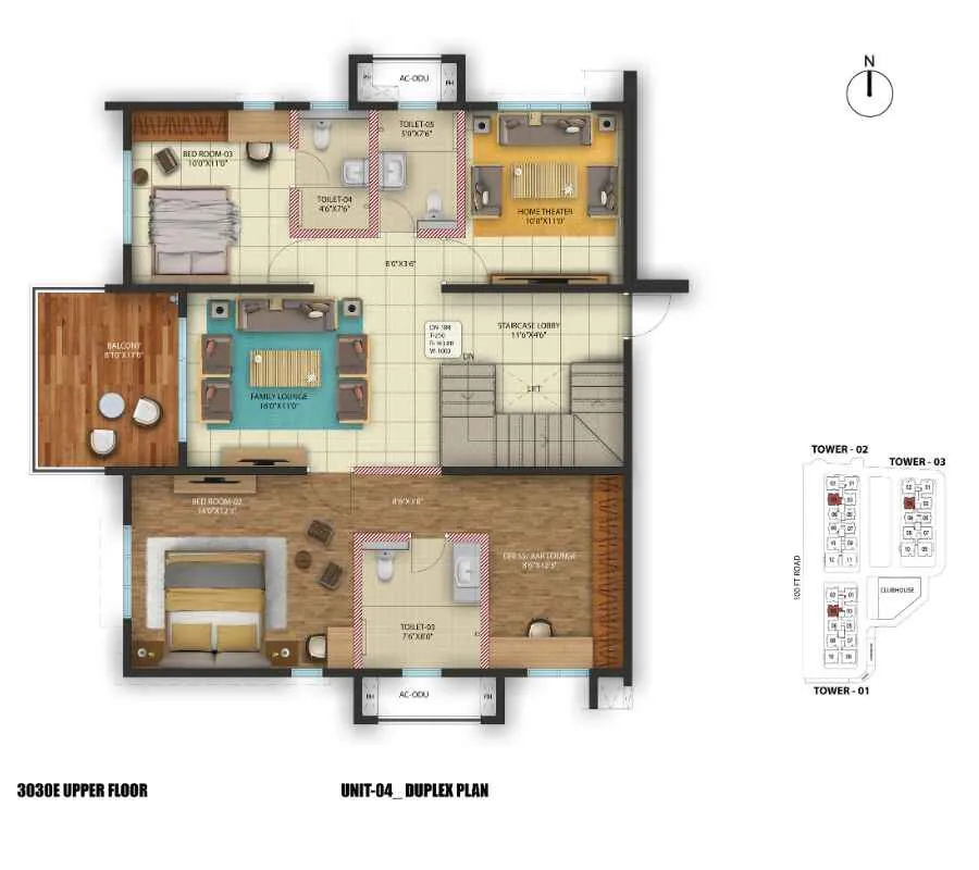 2 BHK West Facing Floor Plan